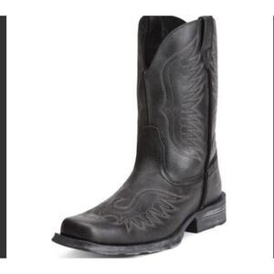Ariat Mens Boots Sz 12 EE Rambler Phoenix Black Leather Cowboy Rodeo Work Stitch